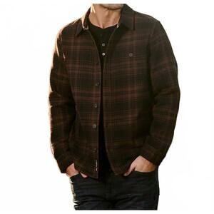 NEW FLAGS & ANTHEM blakely waffle shacket in brown black plaid